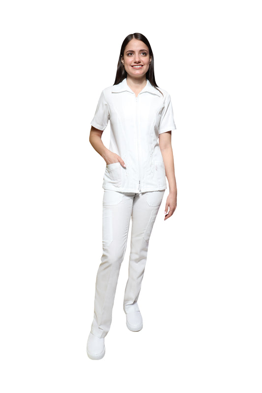 Conjunto SET TERGAL AI-147 -Color BLANCO Dama-Ana Isabel Uniformes