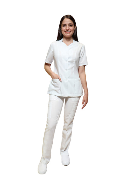 Conjunto SET TERGAL AI-149 -Color BLANCO Dama-Ana Isabel Uniformes