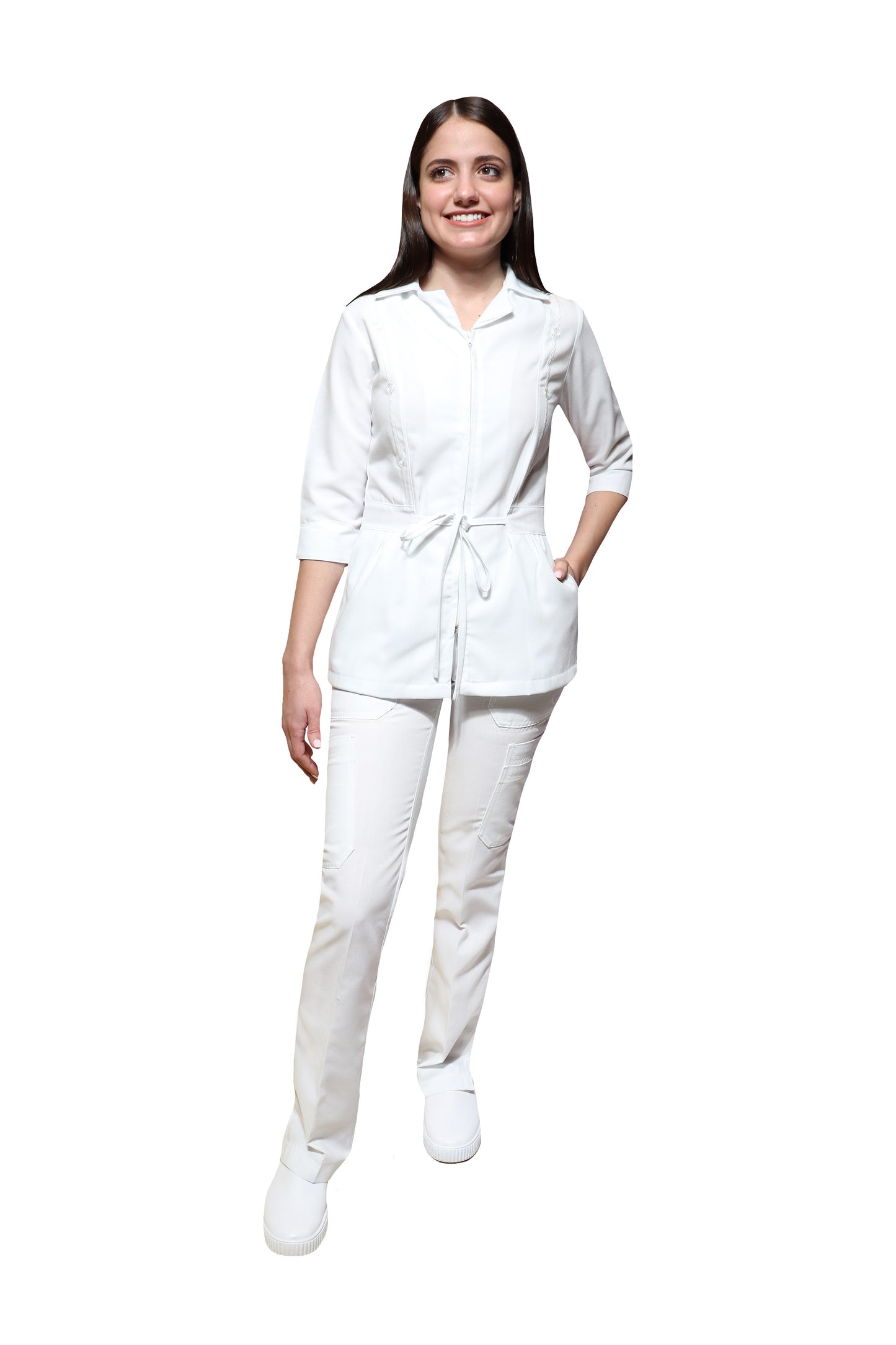 Conjunto SET TERGAL AI-152  -Color BLANCO Dama-Ana Isabel Uniformes