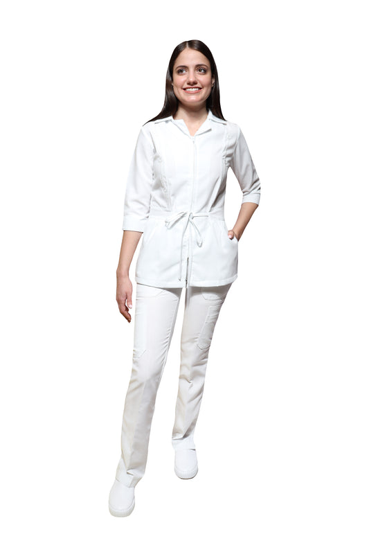 Conjunto SET TERGAL AI-152  -Color BLANCO Dama-Ana Isabel Uniformes