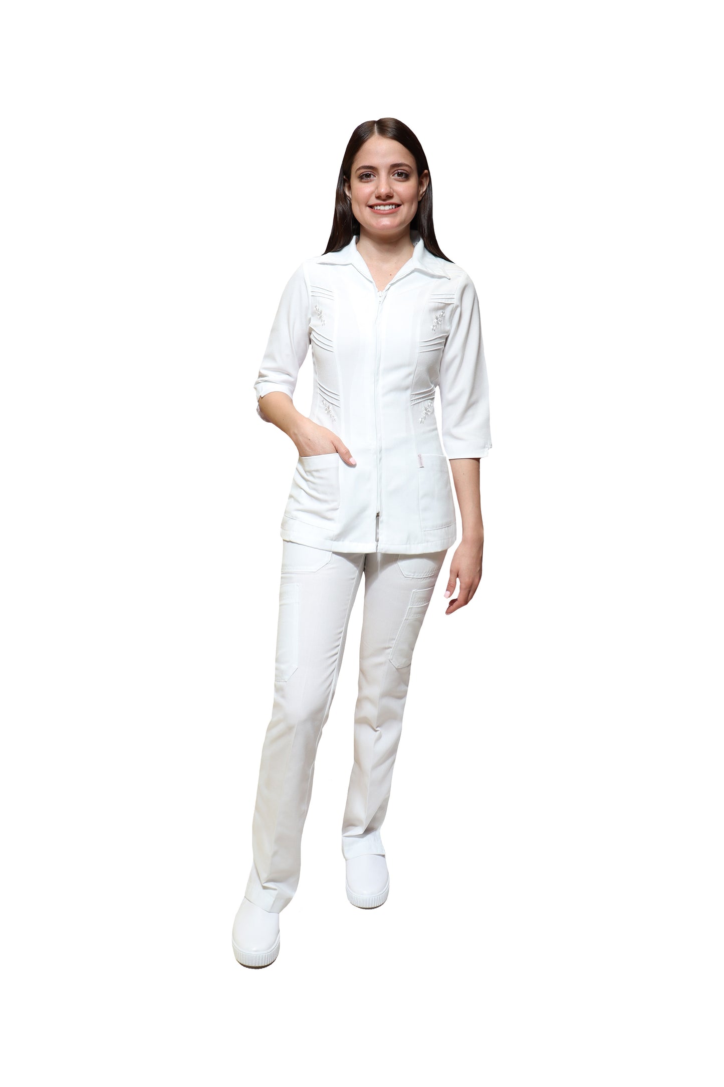 Conjunto SET TERGAL AI-155 -Color BLANCO Dama-Ana Isabel Uniformes