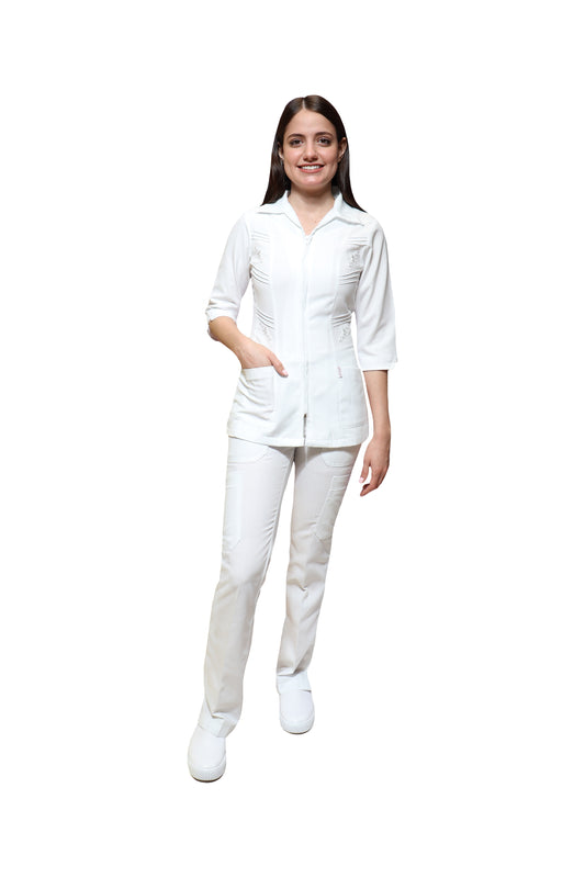 Conjunto SET TERGAL AI-155 -Color BLANCO Dama-Ana Isabel Uniformes