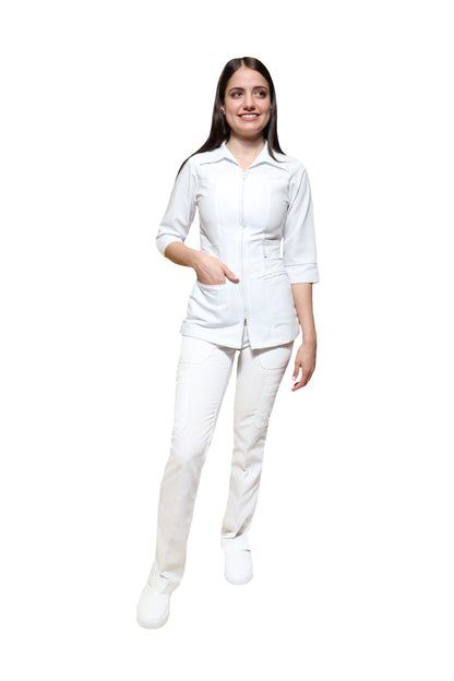 Conjunto SET TERGAL AI-157  -Color BLANCO Dama-Ana Isabel Uniformes