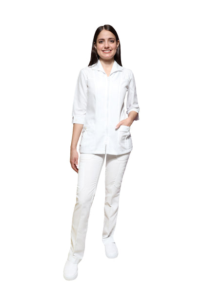 Conjunto SET TERGAL AI-163 -Color BLANCO Dama-Ana Isabel Uniformes