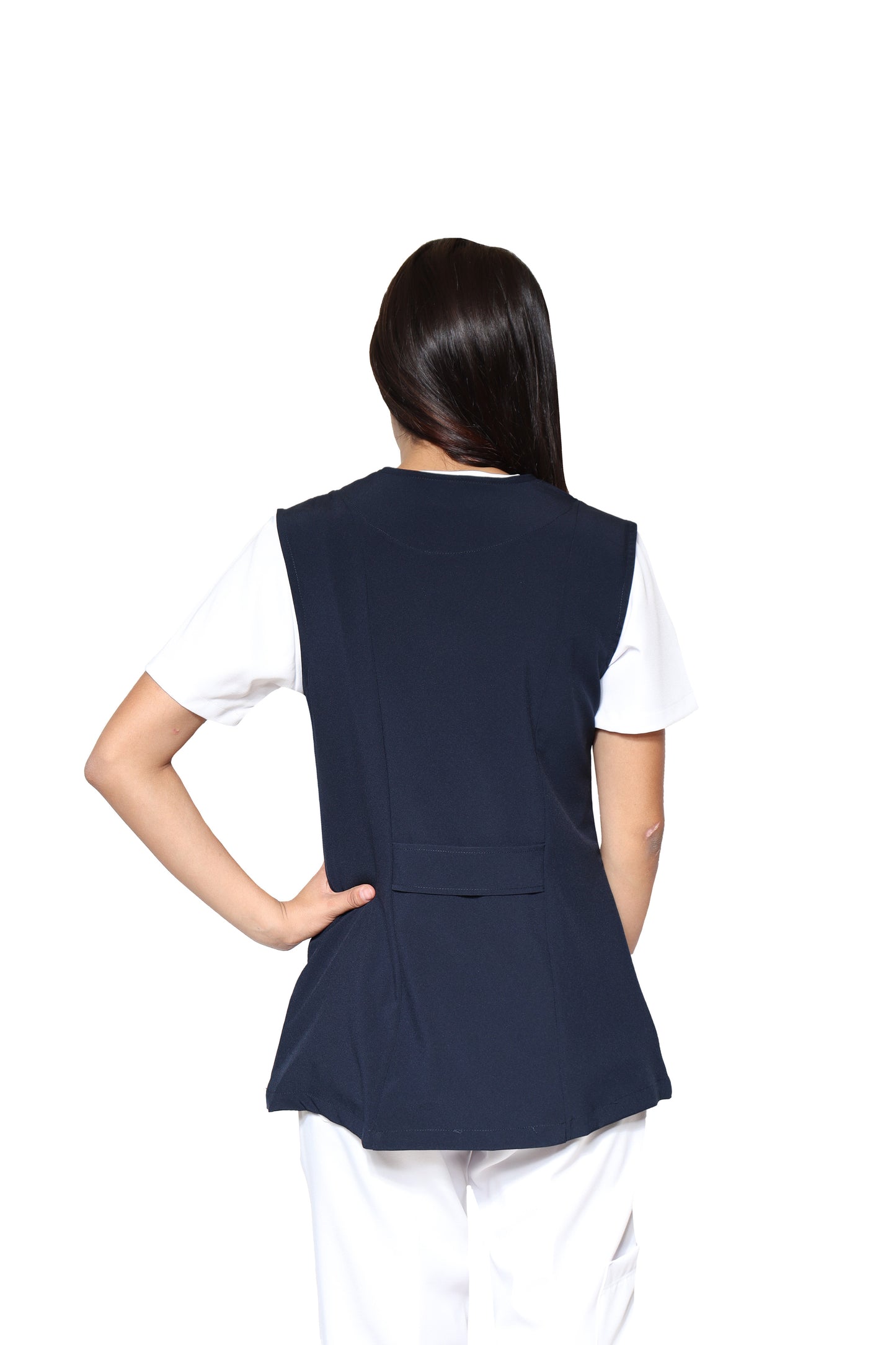 Chaleco Reglamentario para Enfermera Repelente a Fluidos - para Dama - Color MARINO/BLANCO - ER-54 - ANA ISABEL UNIFORMES