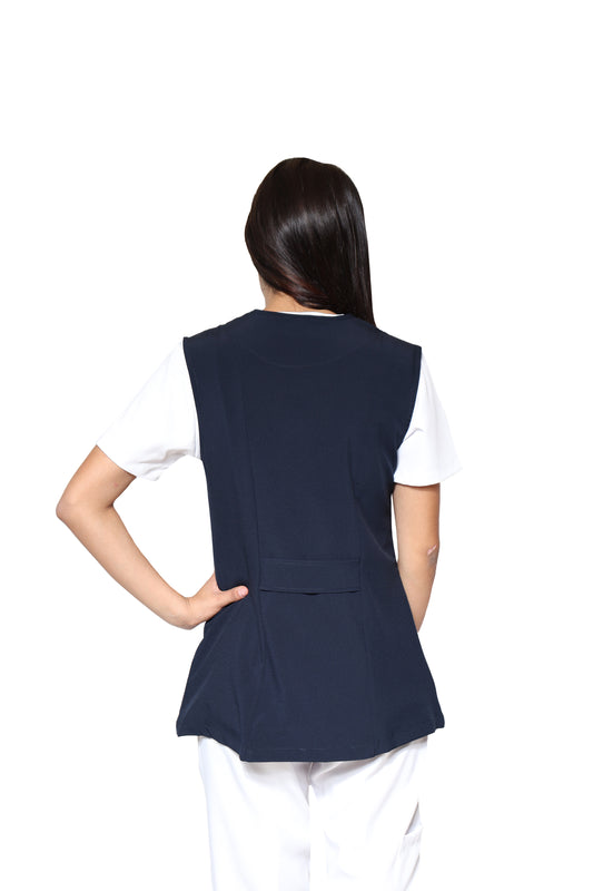 Chaleco Reglamentario para Enfermera Repelente a Fluidos - para Dama - Color MARINO/BLANCO - ER-54 - ANA ISABEL UNIFORMES