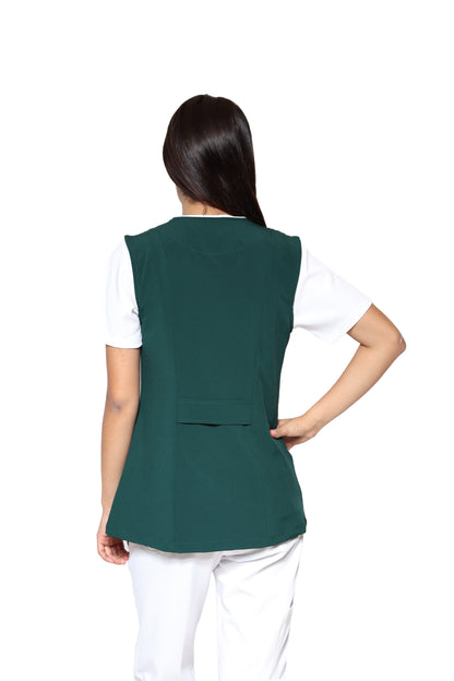Chaleco Reglamentario para Enfermera Repelente a Fluidos - para Dama - Color VERDE - ER-54 - ANA ISABEL UNIFORMES