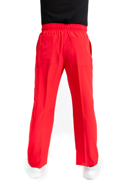 Conjunto SET Filipina y Pantalón EA-02 REPELENTE A FLUIDOS-Color PEWTER/ROJO con PANT ROJO HOMBRE-HASSAN Uniformes