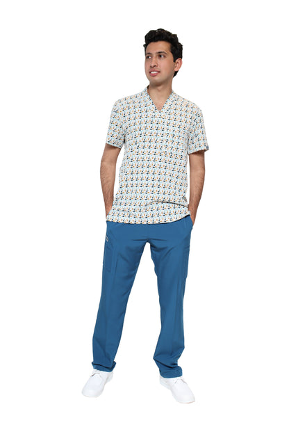 Conjunto SET Filipina y Pantalón EA-02 REPELENTE A FLUIDOS-Color ESTAMPADO DINOSAURIOS con PANT CARIBE HOMBRE-HASSAN Uniformes