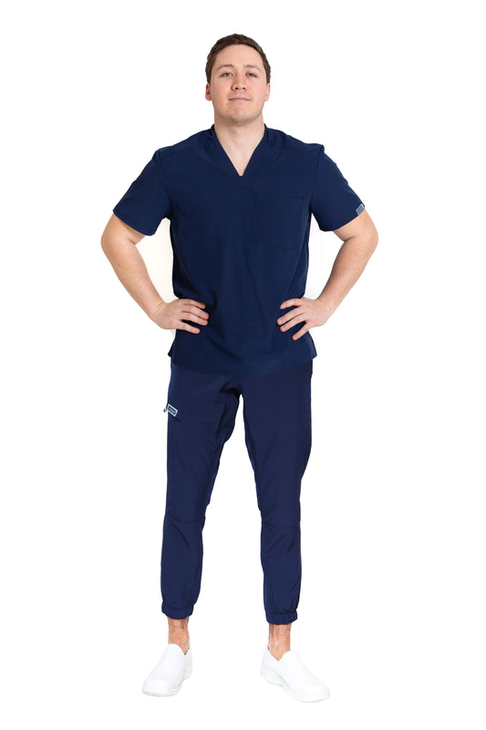 Conjunto SET Filipina y Pantalón JOGGER EA-02 REPELENTE A FLUIDOS-Color MARINO HOMBRE-HASSAN Uniformes