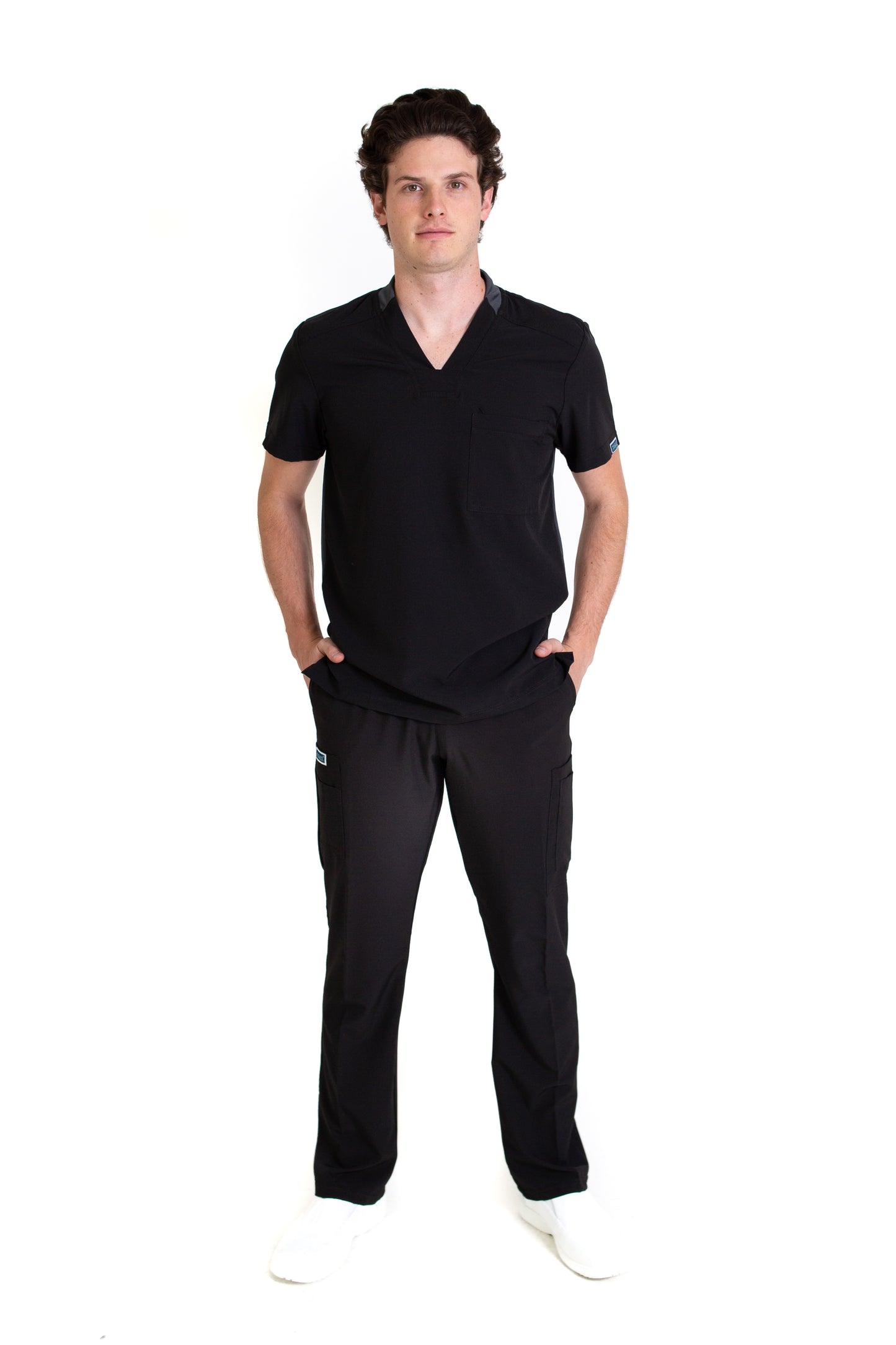 Conjunto SET Filipina y Pantalón EA-02 REPELENTE A FLUIDOS-Color NEGRO/PEWTER con PANT NEGRO HOMBRE-HASSAN Uniformes