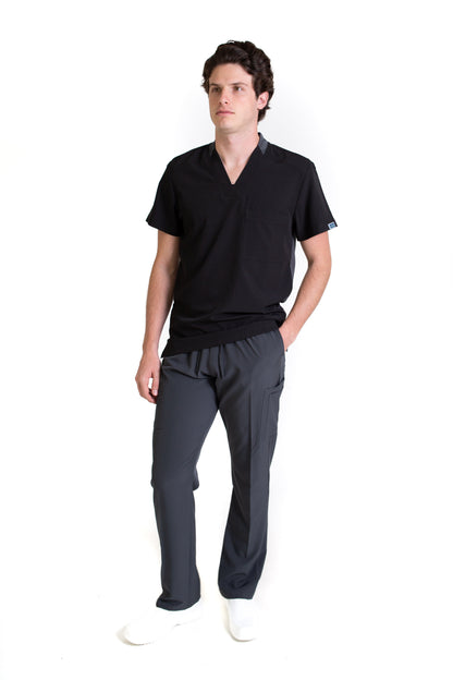 Conjunto SET Filipina y Pantalón EA-02 REPELENTE A FLUIDOS-Color NEGRO/PEWTER con PANT PEWTER HOMBRE-HASSAN Uniformes