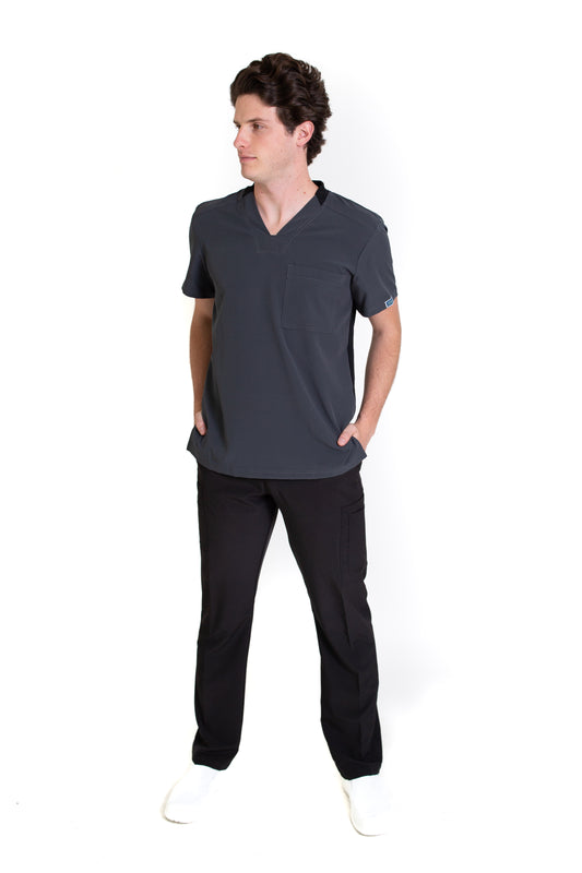 Conjunto SET Filipina y Pantalón EA-02 REPELENTE A FLUIDOS-Color PEWTER/NEGRO con PANT NEGRO HOMBRE-HASSAN Uniformes