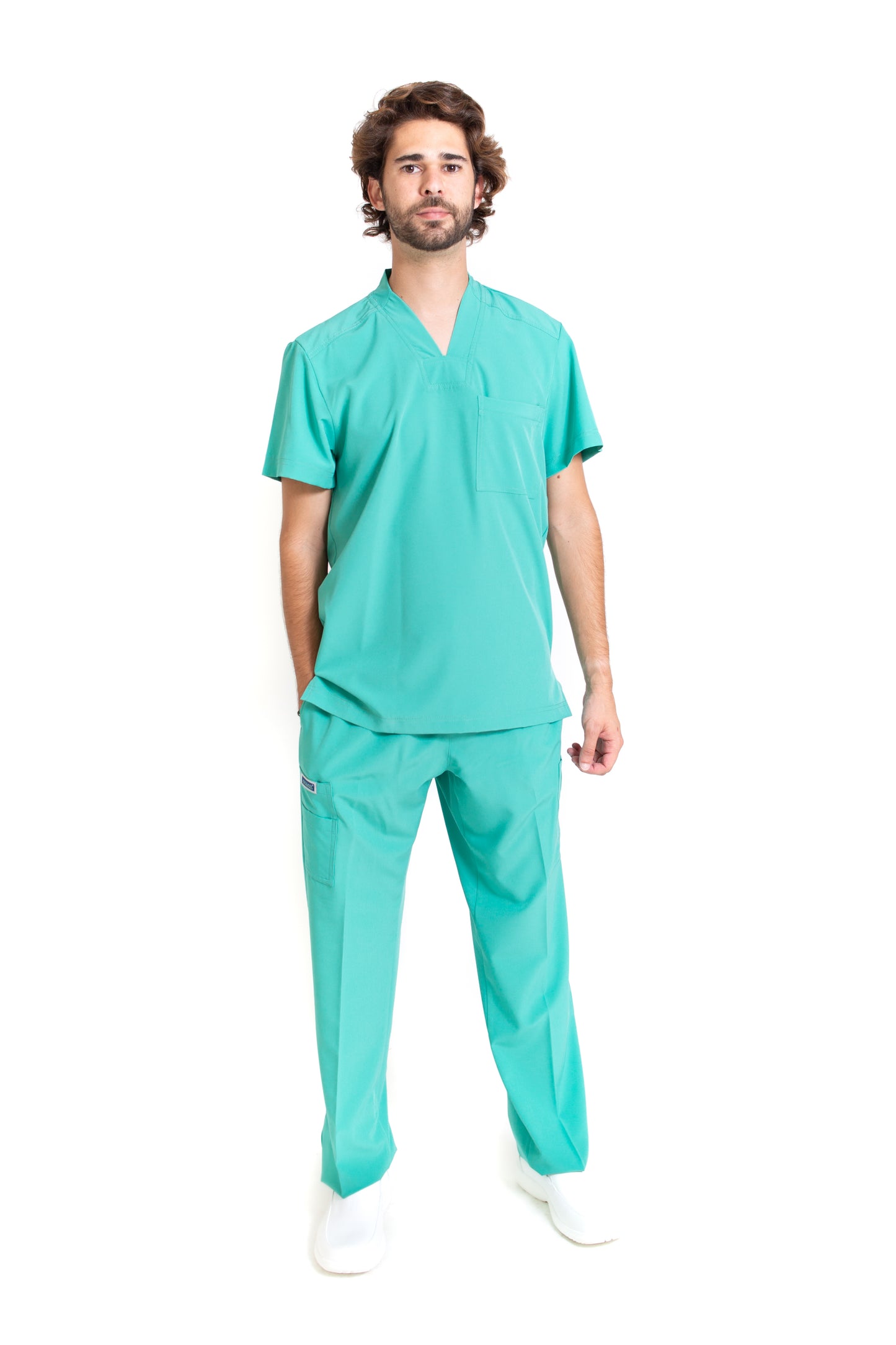 Conjunto SET Filipina y Pantalón EA-02 REPELENTE A FLUIDOS-Color JADE HOMBRE-HASSAN Uniformes