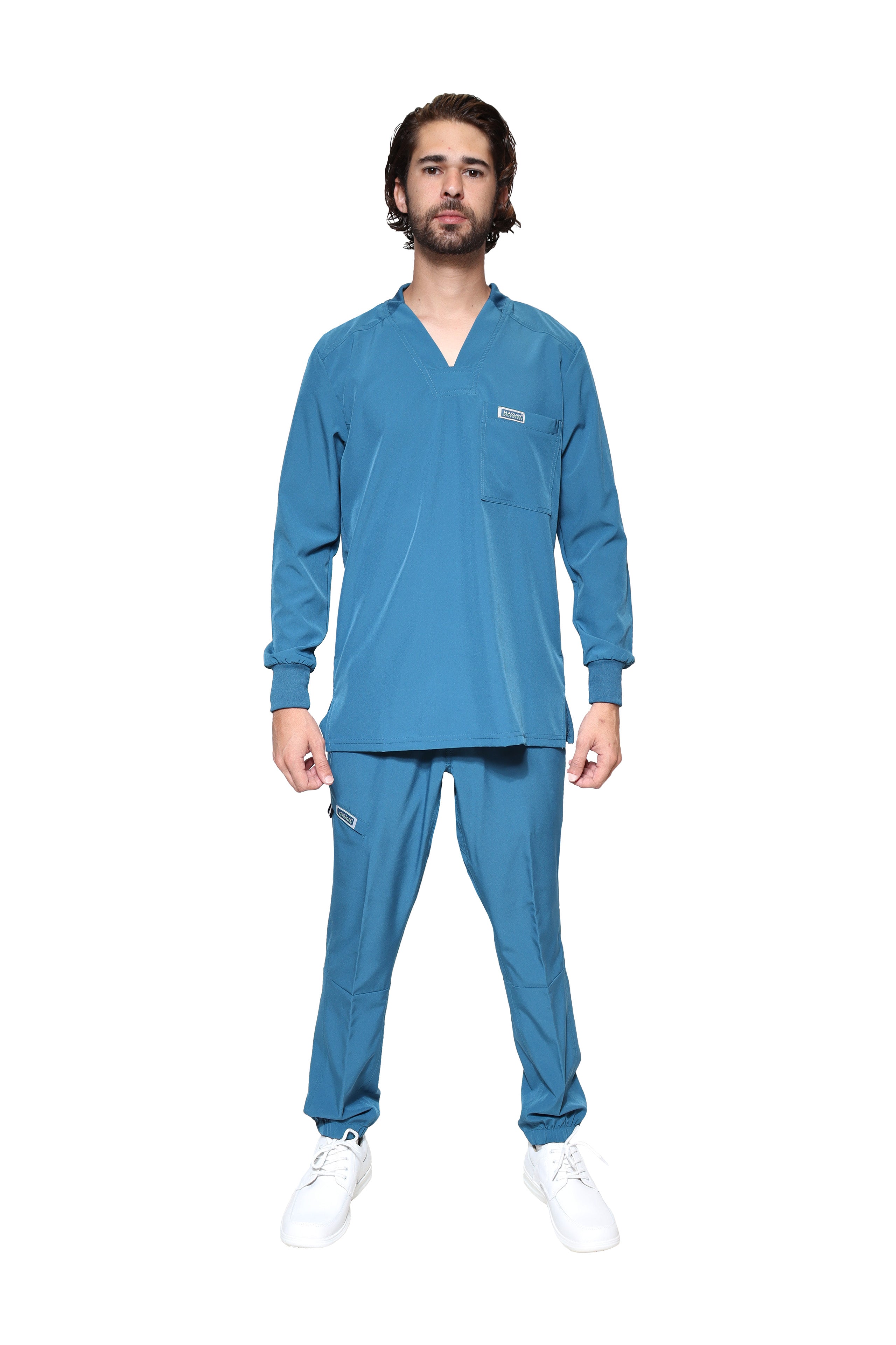 Conjunto SET Filipina MANGA LARGA y Pantalón JOGGER EA-03 REPELENTE A FLUIDOS-Color CARIBE HOMBRE-HASSAN Uniformes