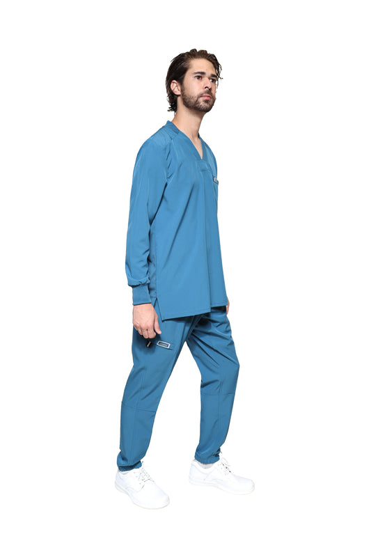 Conjunto SET Filipina MANGA LARGA y Pantalón JOGGER EA-03 REPELENTE A FLUIDOS-Color CARIBE HOMBRE-HASSAN Uniformes