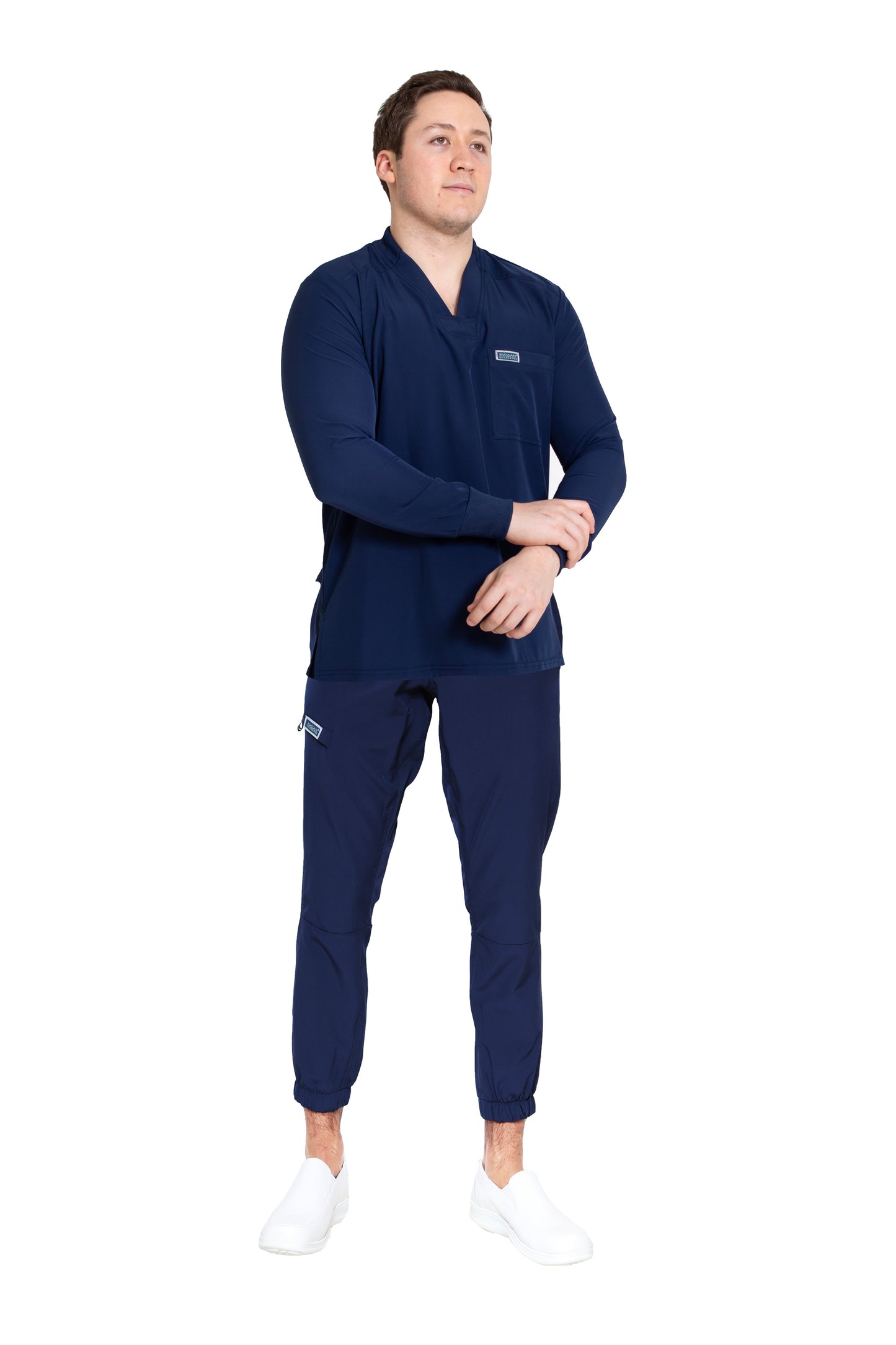 Conjunto SET Filipina MANGA LARGA y Pantalón JOGGER EA-03 REPELENTE A FLUIDOS-Color MARINO HOMBRE-HASSAN Uniformes