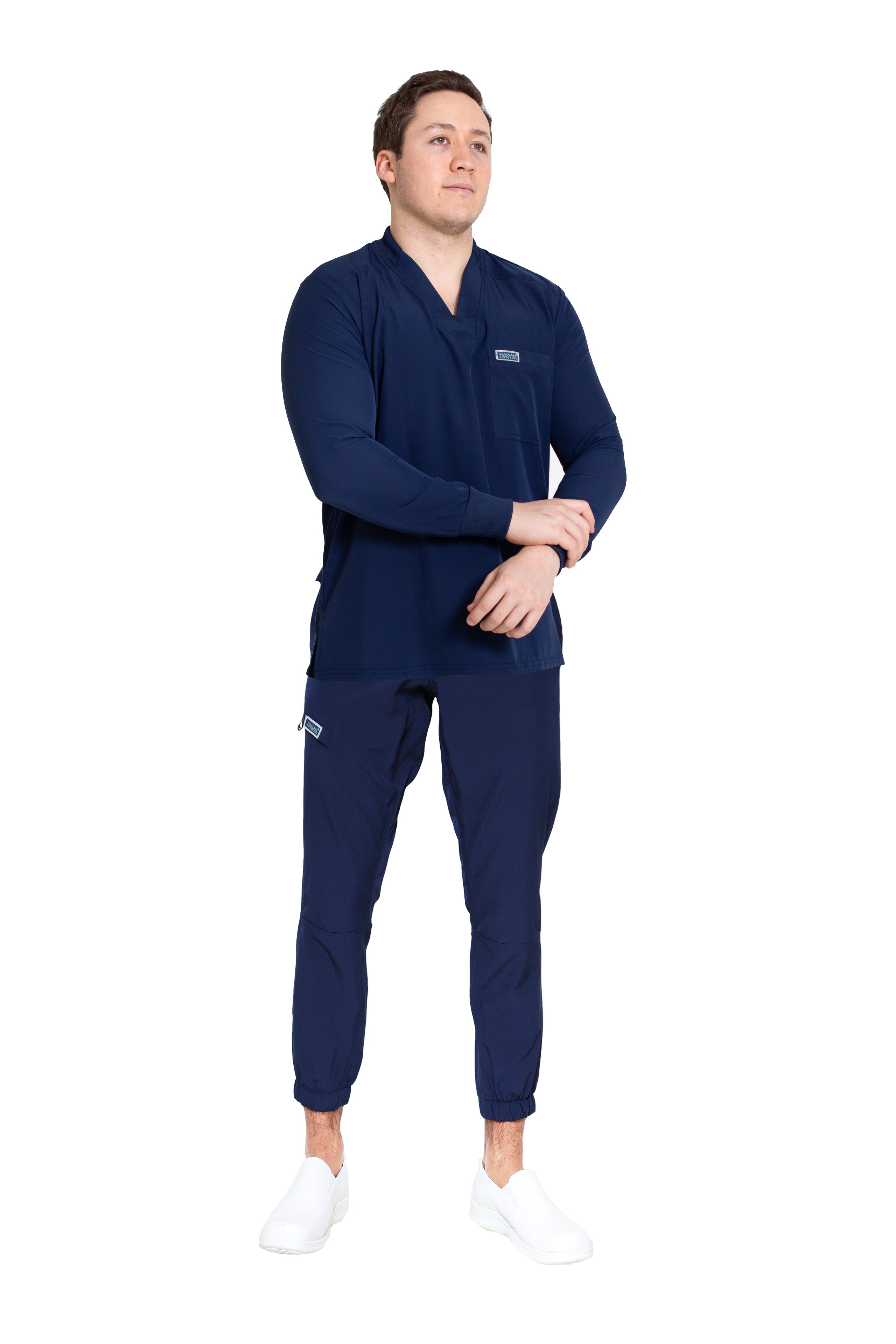 Conjunto SET Filipina MANGA LARGA y Pantalón JOGGER EA-03 REPELENTE A FLUIDOS-Color MARINO HOMBRE-HASSAN Uniformes
