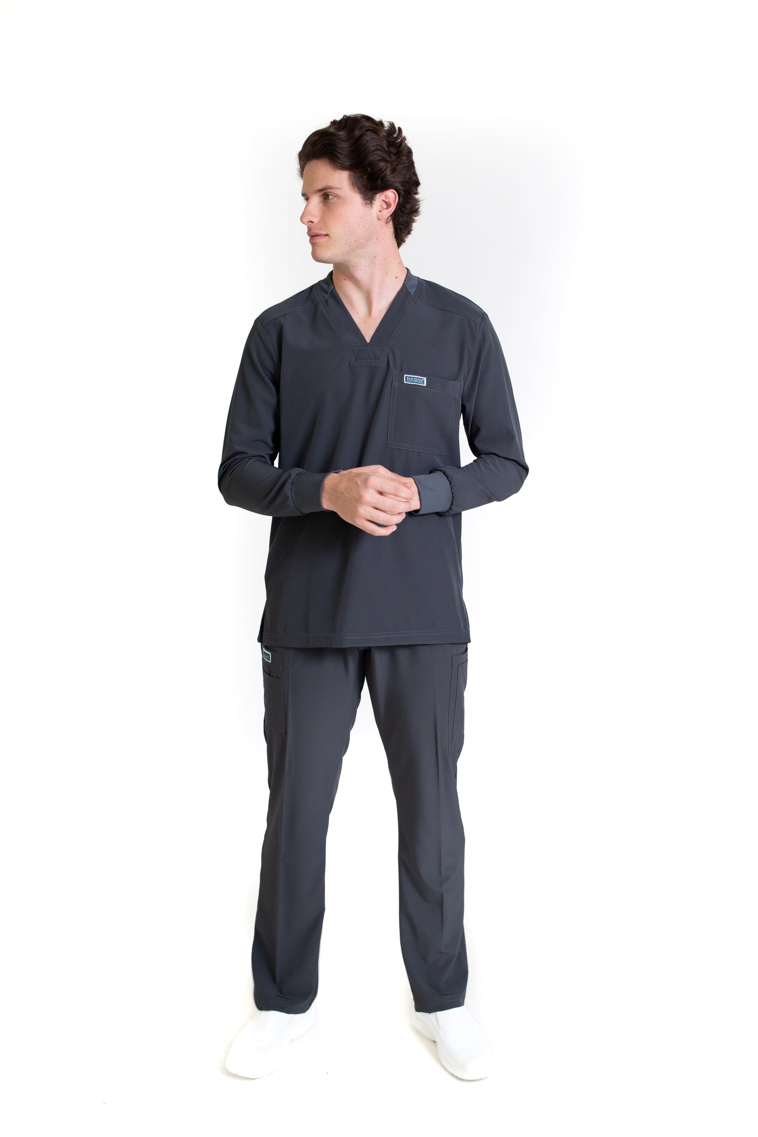 Conjunto SET Filipina MANGA LARGA y Pantalón EA-03 REPELENTE A FLUIDOS-Color PEWTER HOMBRE-HASSAN Uniformes