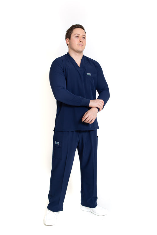 Conjunto SET Filipina MANGA LARGA y Pantalón EA-03 REPELENTE A FLUIDOS-Color MARINO HOMBRE-HASSAN Uniformes