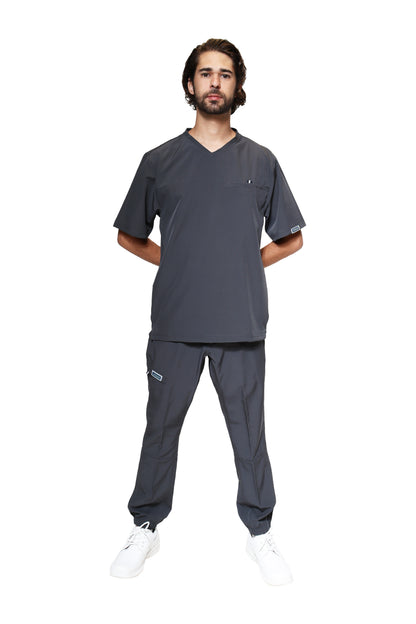 Conjunto SET Filipina y Pantalón JOGGER EA-04 REPELENTE A FLUIDOS-Color PEWTER HOMBRE-HASSAN Uniformes