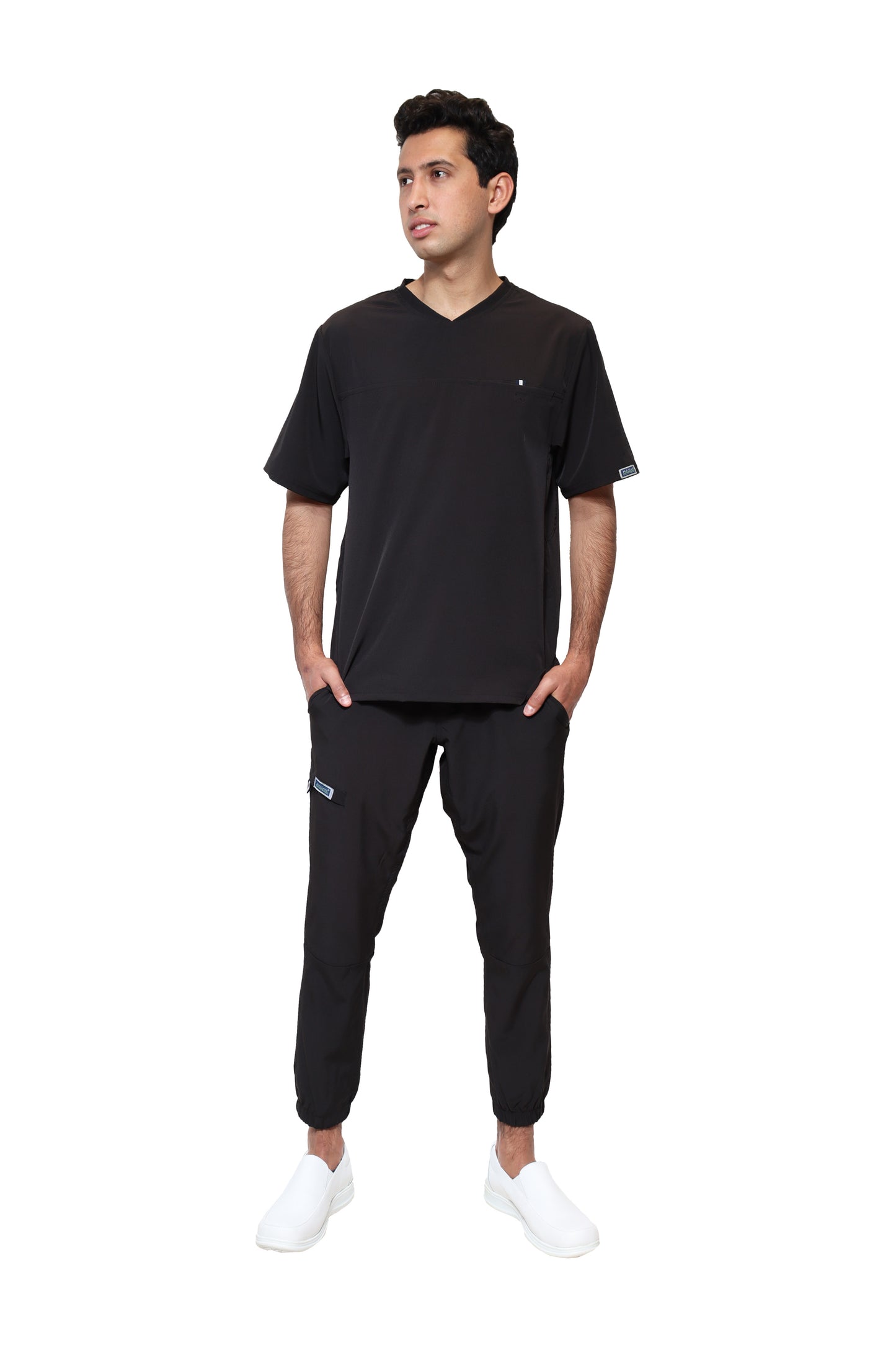 Conjunto SET Filipina y Pantalón JOGGER EA-04 REPELENTE A FLUIDOS-Color NEGRO HOMBRE-HASSAN Uniformes