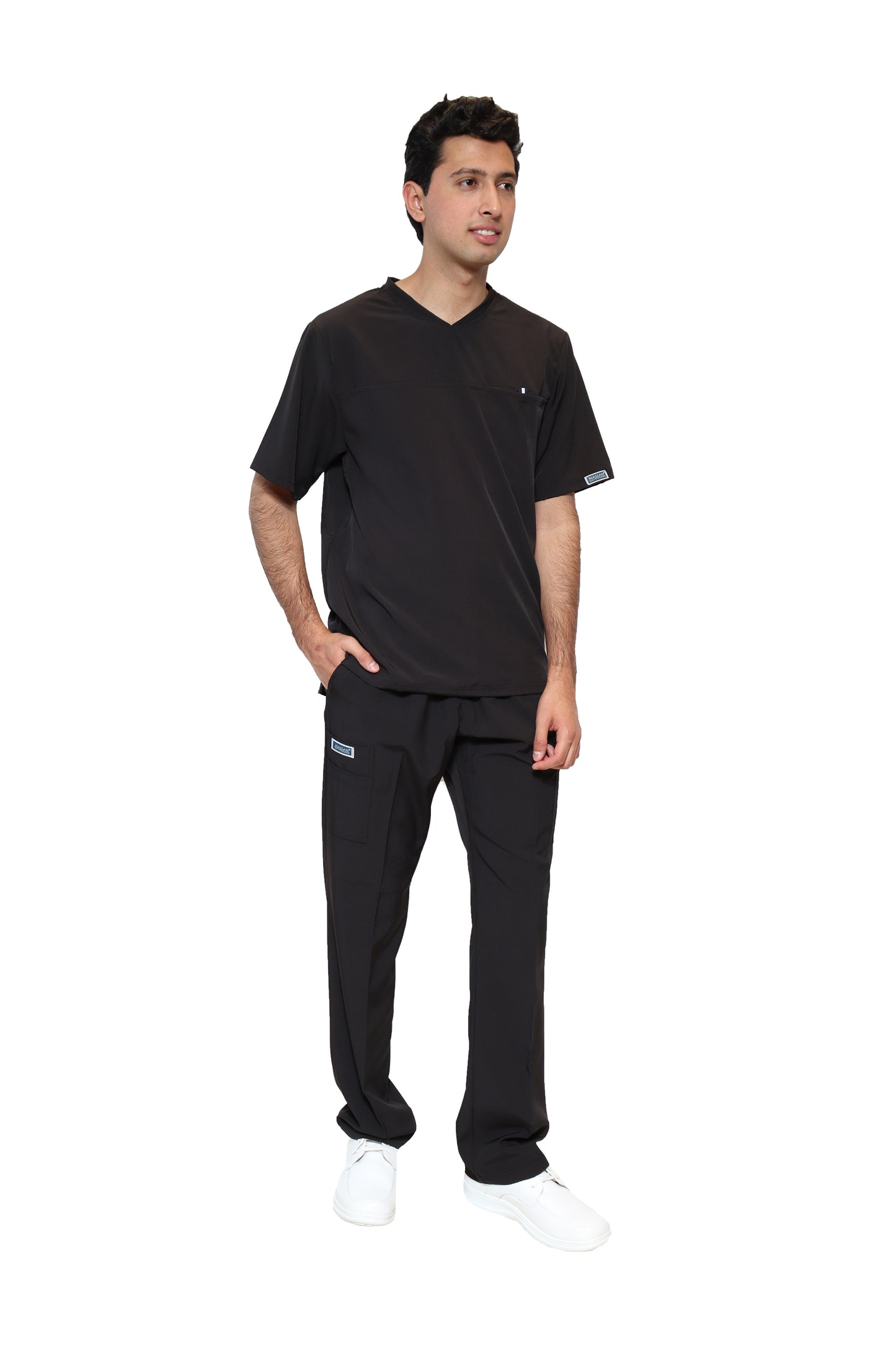 Conjunto SET Filipina y Pantalón EA-04 REPELENTE A FLUIDOS-Color NEGRO HOMBRE-HASSAN Uniformes