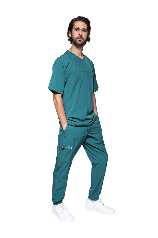 Conjunto SET Filipina y Pantalón JOGGER EA-04 REPELENTE A FLUIDOS-Color PASTO HOMBRE-HASSAN Uniformes