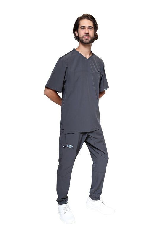 Conjunto SET Filipina y Pantalón JOGGER EA-04 REPELENTE A FLUIDOS-Color PEWTER HOMBRE-HASSAN Uniformes