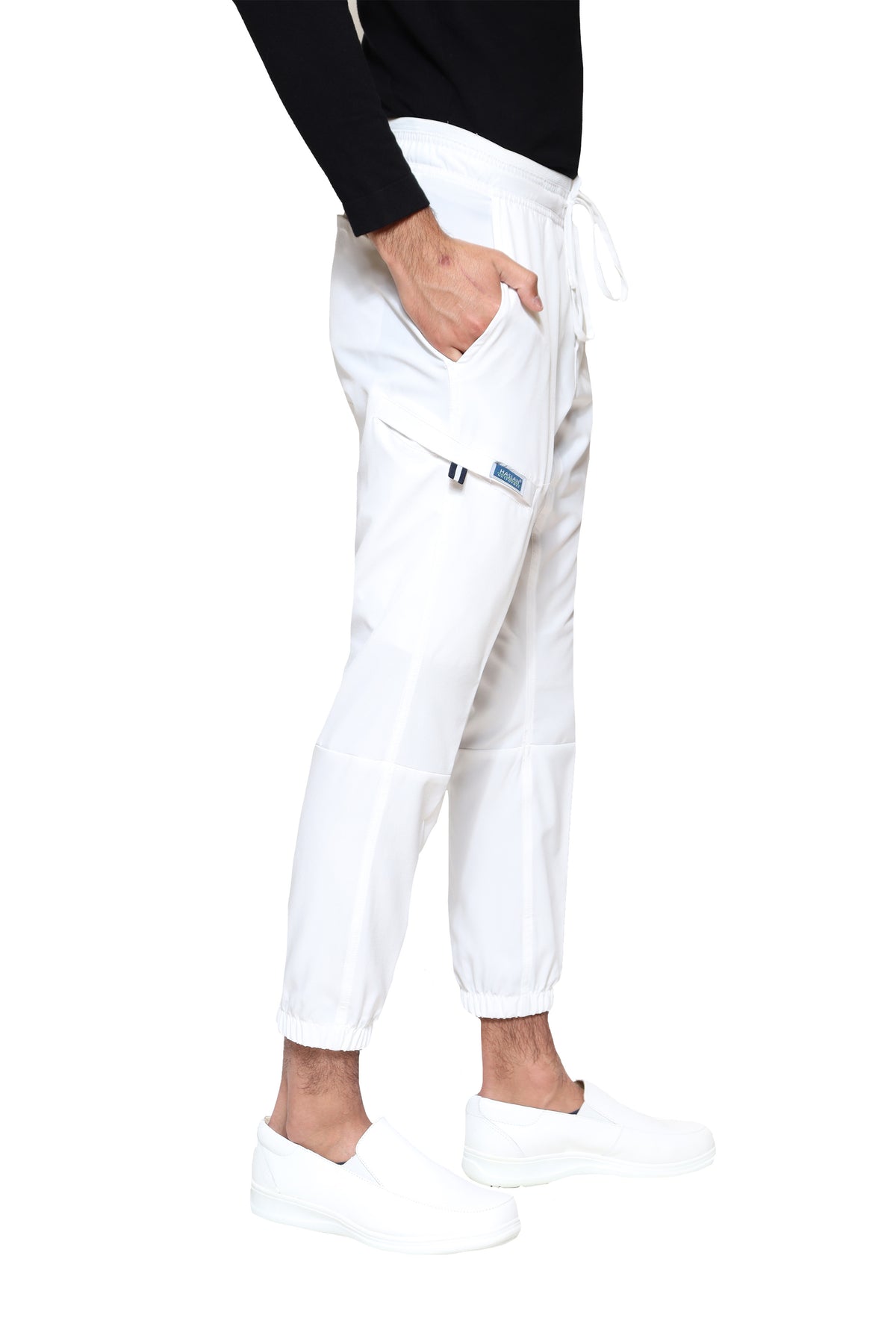 Conjunto SET Filipina MANGA LARGA y Pantalón JOGGER EA-03 REPELENTE A FLUIDOS-Color BLANCO HOMBRE-HASSAN Uniformes