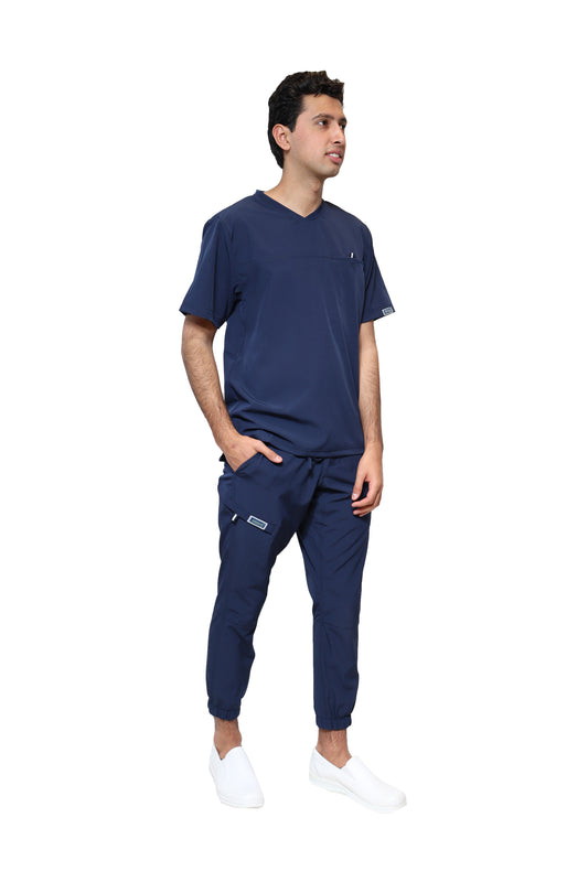 Conjunto SET Filipina y Pantalón JOGGER EA-04 REPELENTE A FLUIDOS-Color MARINO HOMBRE-HASSAN Uniformes