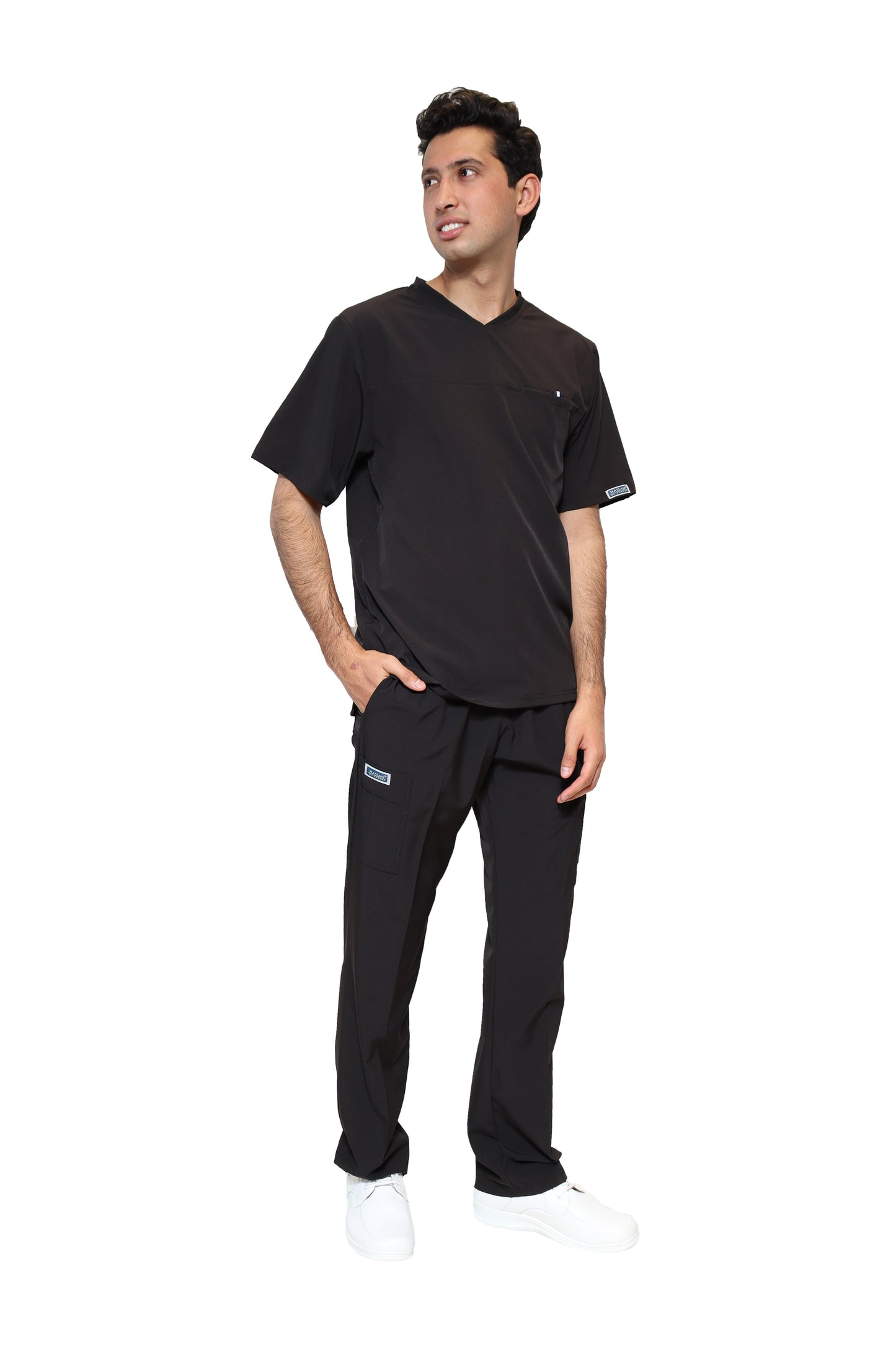 Conjunto SET Filipina y Pantalón EA-04 REPELENTE A FLUIDOS-Color NEGRO HOMBRE-HASSAN Uniformes