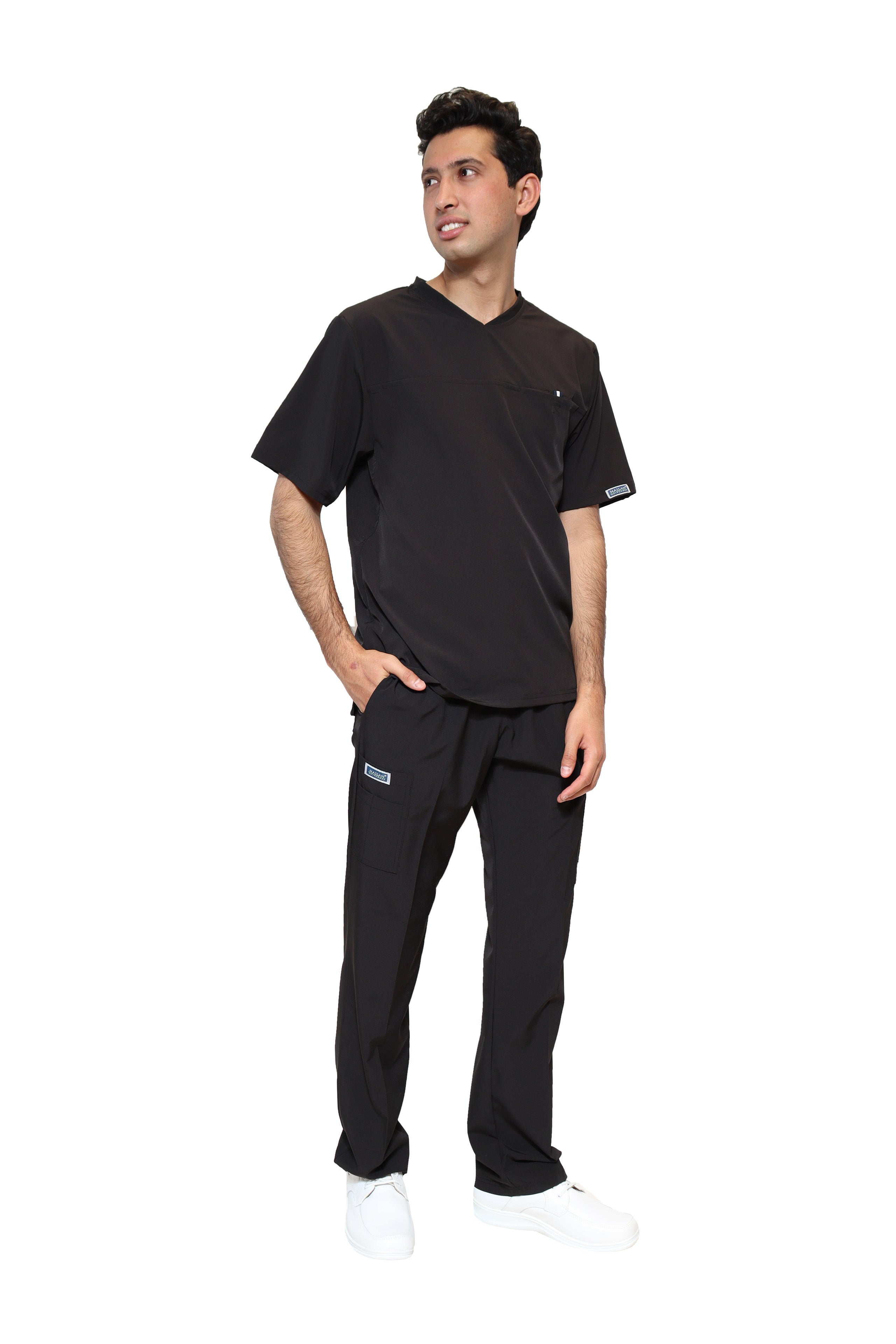 Conjunto SET Filipina y Pantalón EA-04 REPELENTE A FLUIDOS-Color NEGRO HOMBRE-HASSAN Uniformes