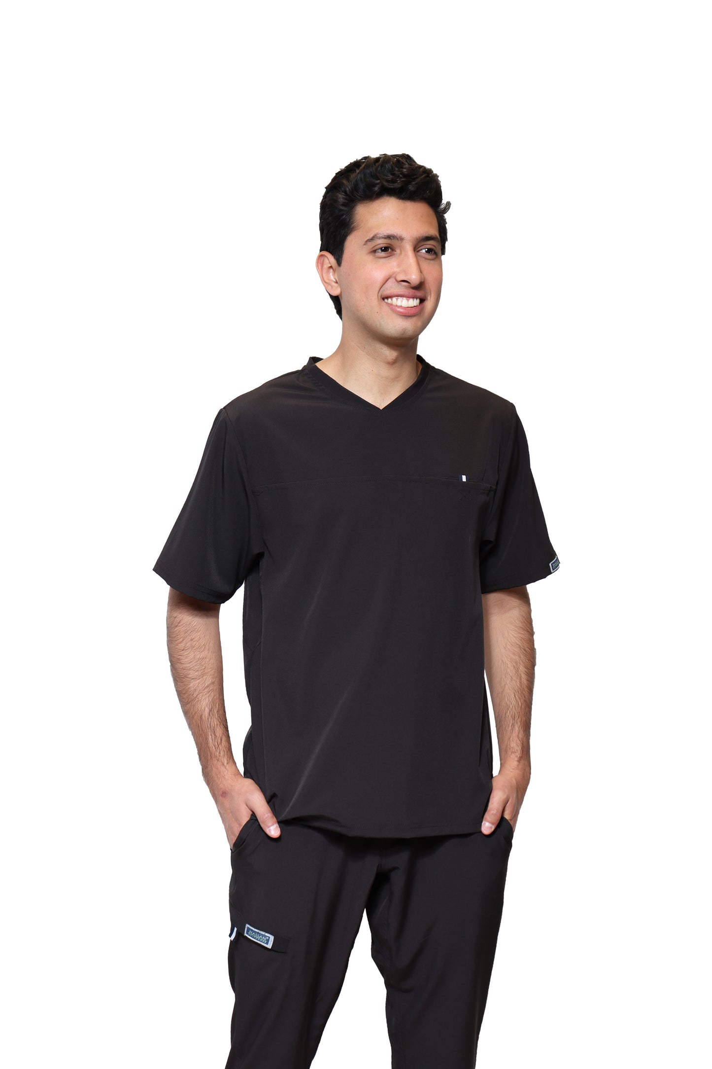 Conjunto SET Filipina y Pantalón EA-04 REPELENTE A FLUIDOS-Color NEGRO HOMBRE-HASSAN Uniformes