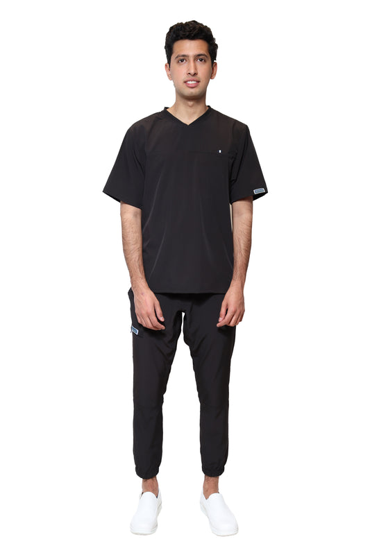 Conjunto SET Filipina y Pantalón JOGGER EA-04 REPELENTE A FLUIDOS-Color NEGRO HOMBRE-HASSAN Uniformes