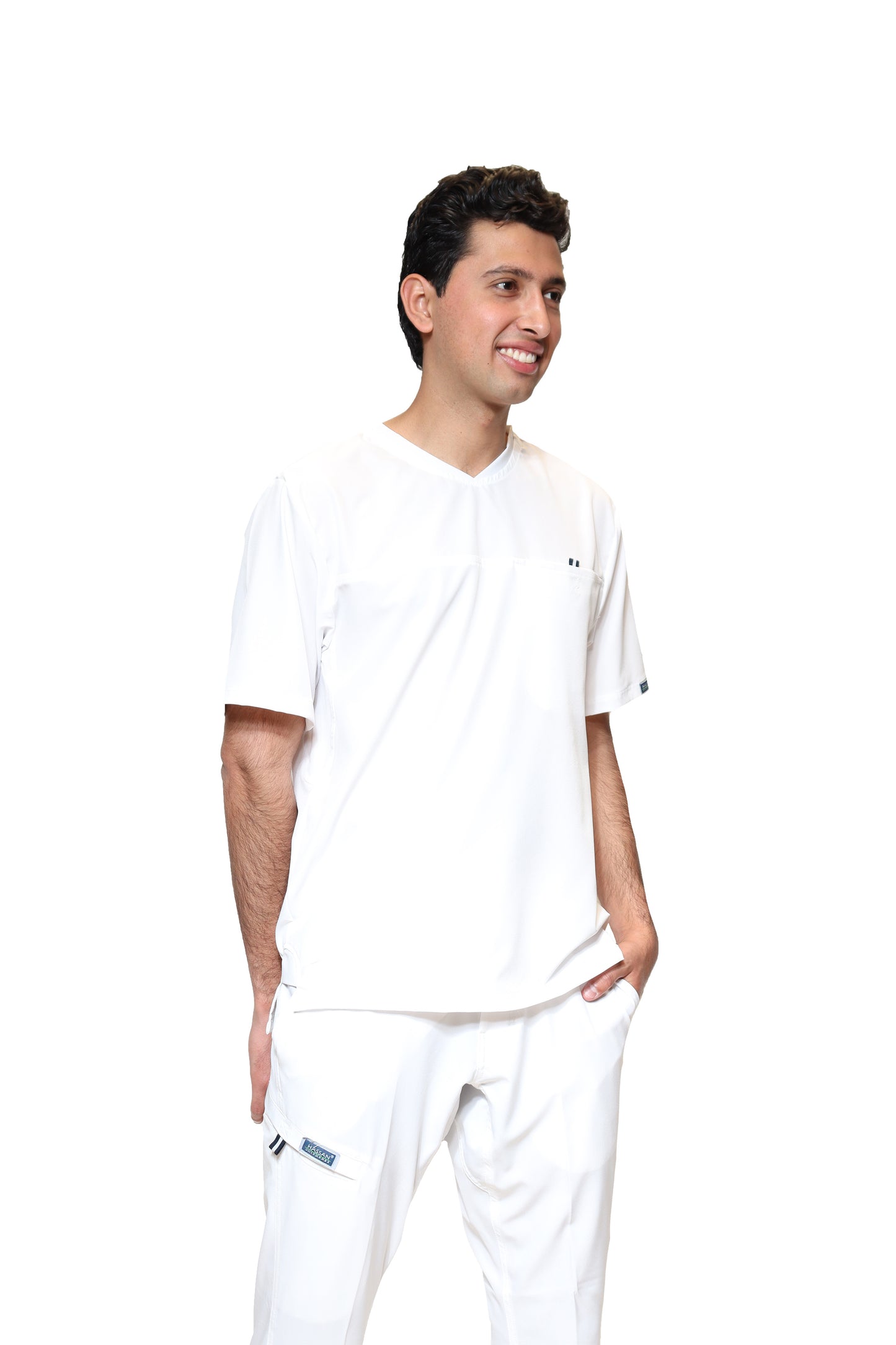 Conjunto SET Filipina y Pantalón JOGGER EA-04 REPELENTE A FLUIDOS-Color BLANCO HOMBRE-HASSAN Uniformes