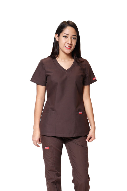 Conjunto SET Filipina y Pantalón ER-01 Kate -Color CAFE - Dama- Ana Isabel Uniformes
