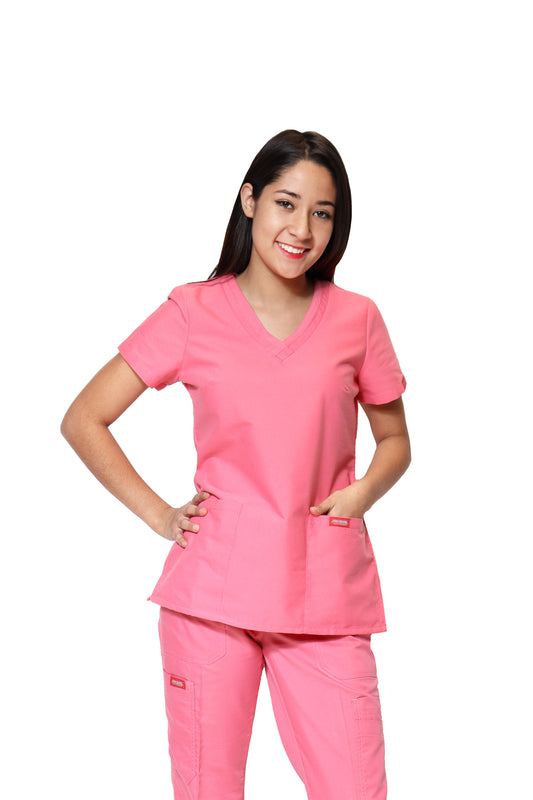 Conjunto SET Filipina y Pantalón ER-01 Kate -Color CORAL - Dama- Ana Isabel Uniformes