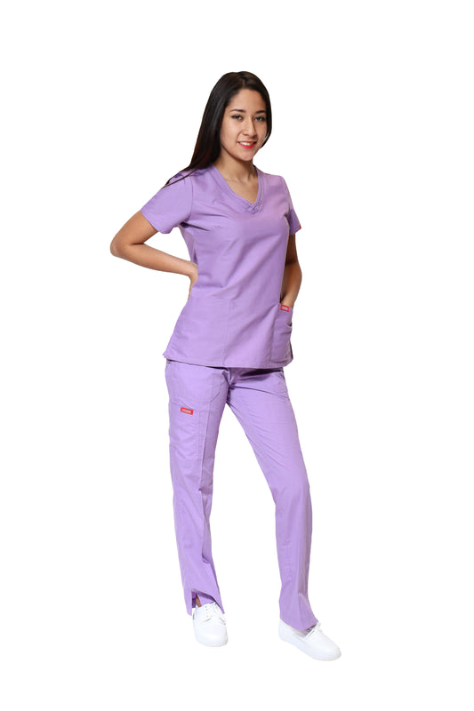 Conjunto SET Filipina y Pantalón ER-01 Kate -Color LILA - Dama- Ana Isabel Uniformes