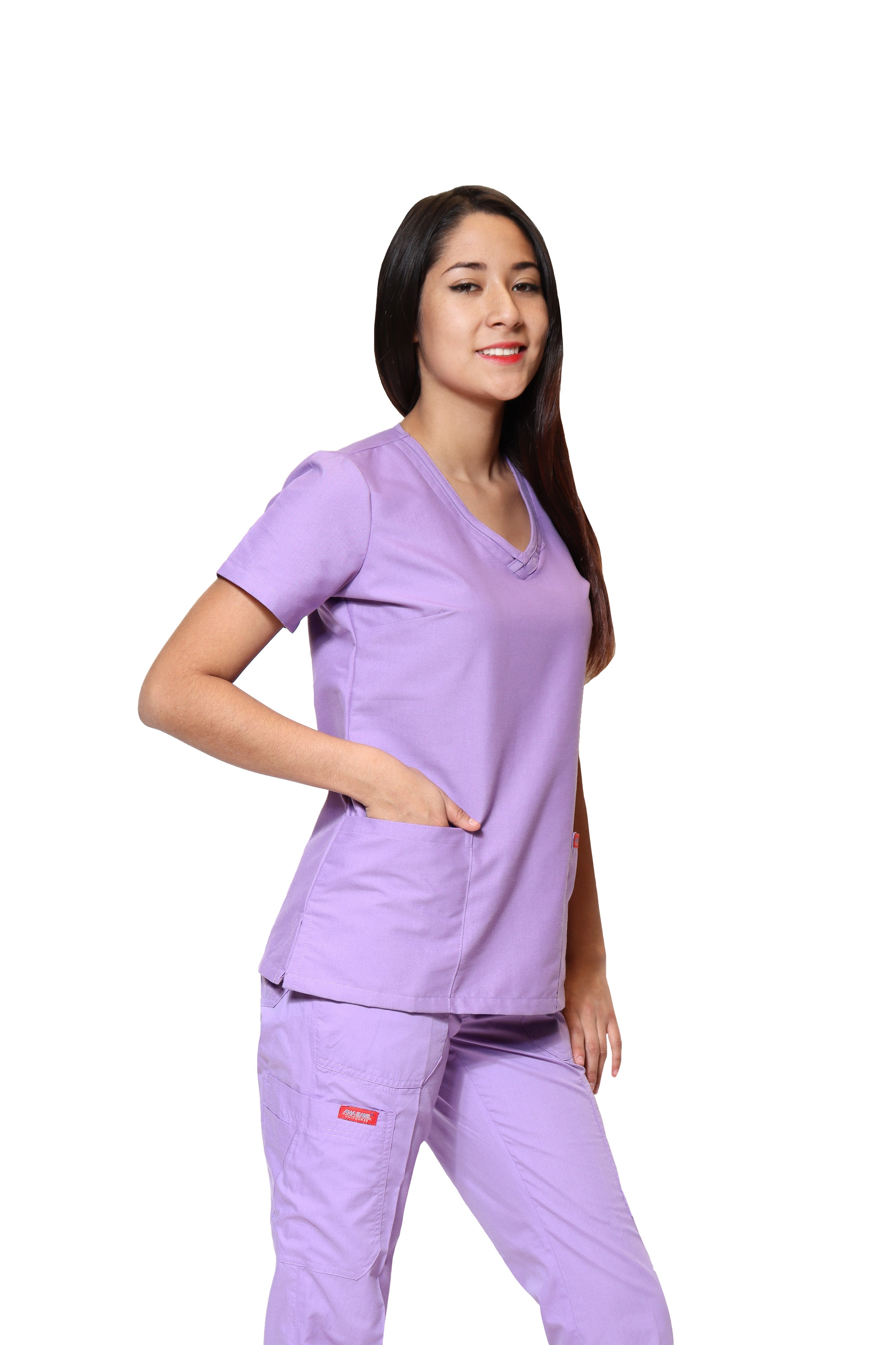 Conjunto SET Filipina y Pantalón ER-01 Kate -Color LILA - Dama- Ana Isabel Uniformes