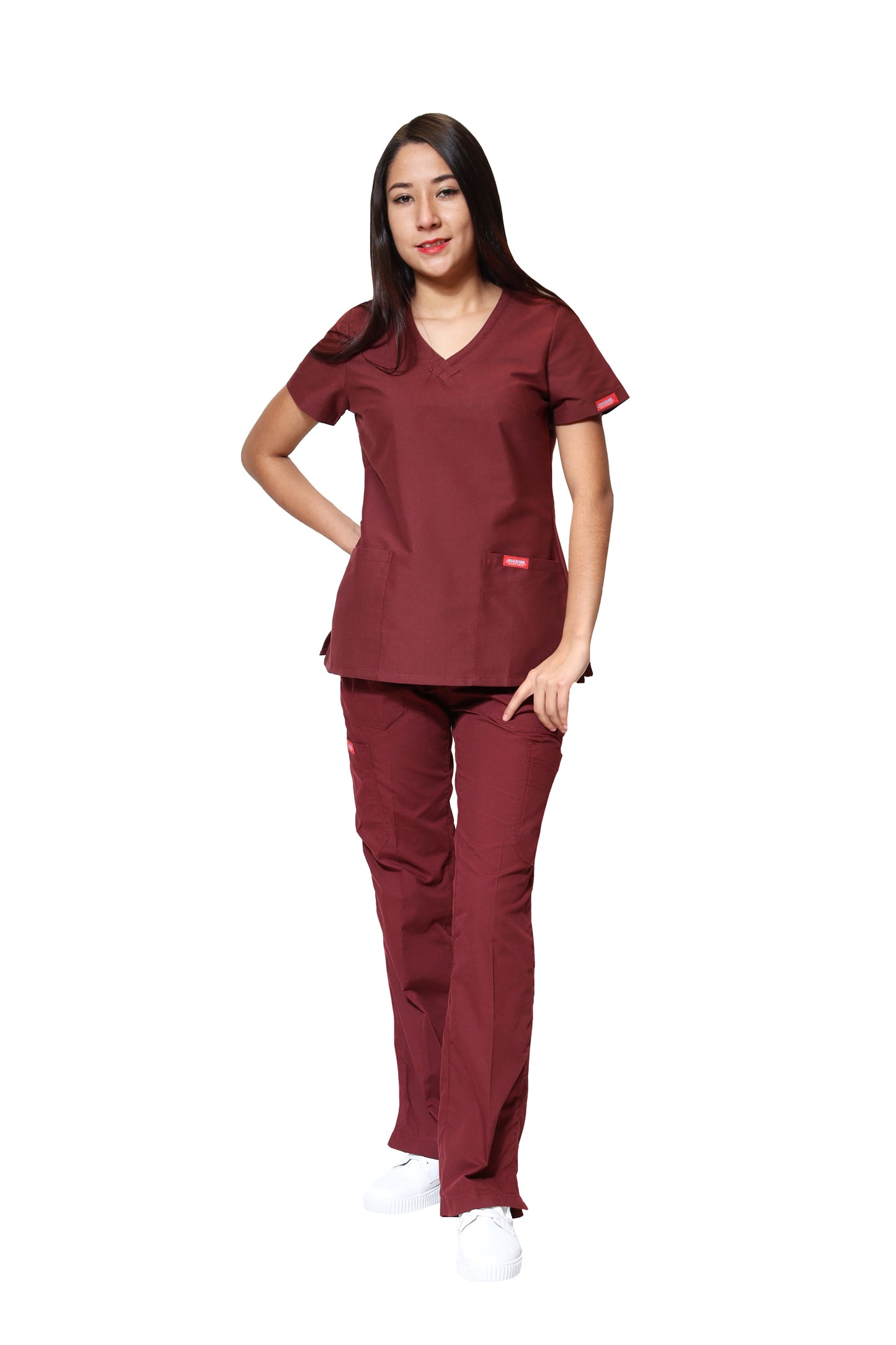 Conjunto SET Filipina y Pantalón ER-01 Kate -Color VINO - Dama- Ana Isabel Uniformes