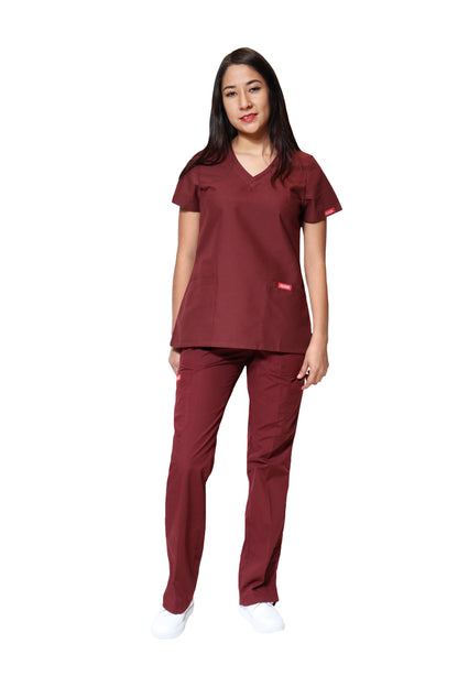 Conjunto SET Filipina y Pantalón ER-01 Kate -Color VINO - Dama- Ana Isabel Uniformes