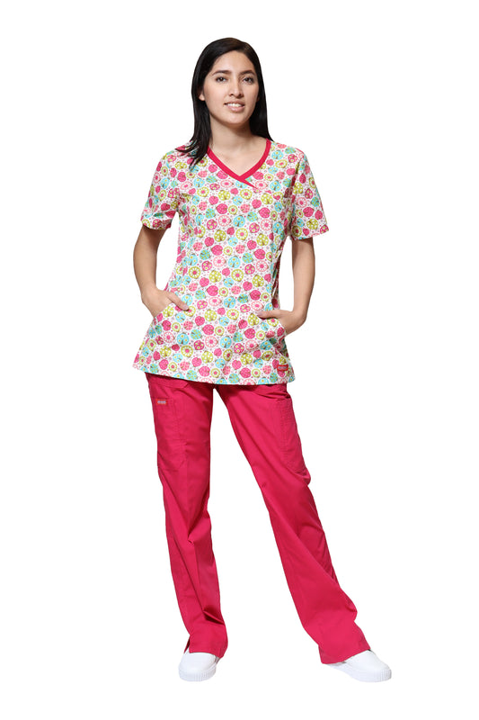 Conjunto SET Filipina y Pantalón ER-05 Titi -Color CATA/FIUSHA- Dama- Ana Isabel Uniformes