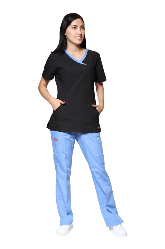Conjunto SET Filipina y Pantalón ER-05 Titi -Color NEGRO/FRANCIA- Dama- Ana Isabel Uniformes