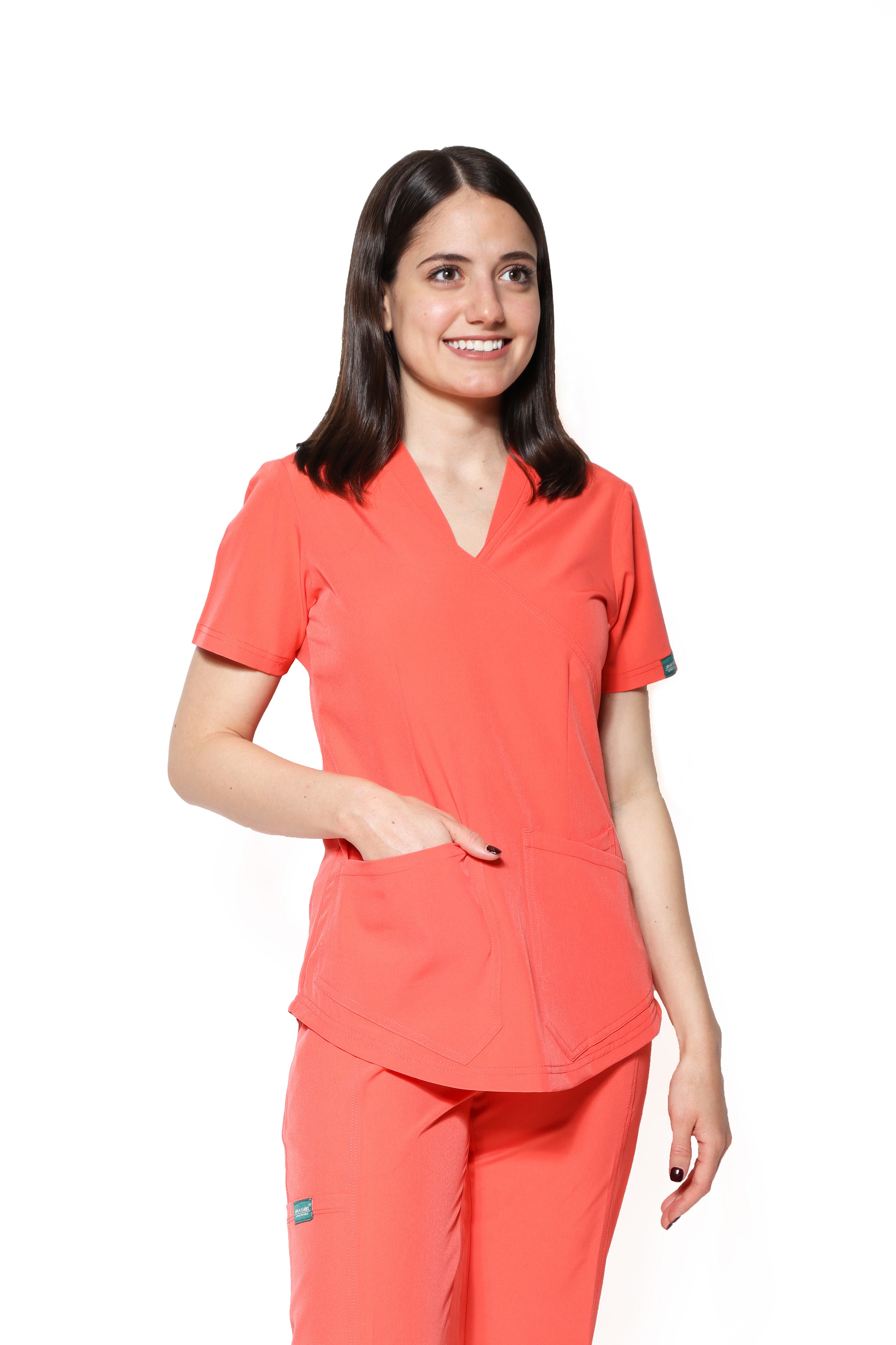 Filipina Top EV-02 Muñin REPELENTE A FLUIDOS-Color DURAZNO Dama-Ana Isabel Uniformes