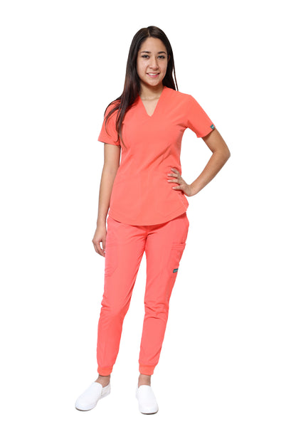 Conjunto SET Filipina y Pantalón JOGGER EV-02 Muñin REPELENTE A FLUIDOS-Color DURAZNO Dama-Ana Isabel Uniformes