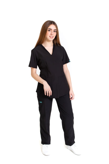 Conjunto SET Filipina y Pantalón EV-02 Muñin REPELENTE A FLUIDOS-Color NEGRO Dama-Ana Isabel Uniformes
