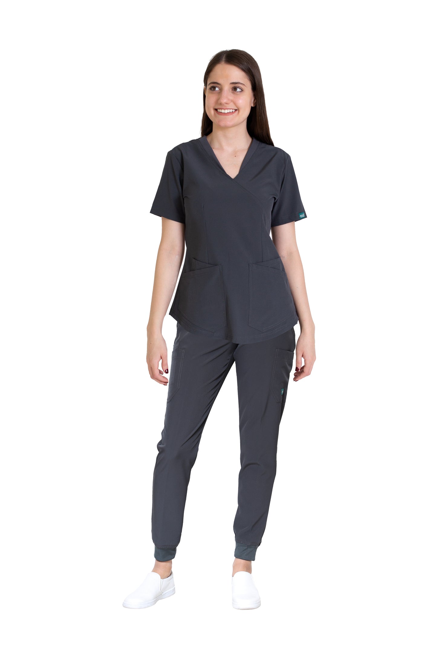 Conjunto SET Filipina y Pantalón JOGGER EV-02 Muñin REPELENTE A FLUIDOS-Color PEWTER Dama-Ana Isabel Uniformes