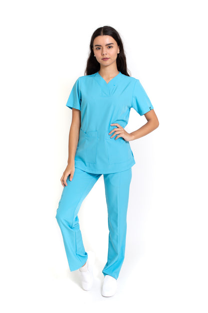 Conjunto SET Filipina y Pantalón EV-03 Nani REPELENTE A FLUIDOS-Color Aqua Dama-Ana Isabel Uniformes