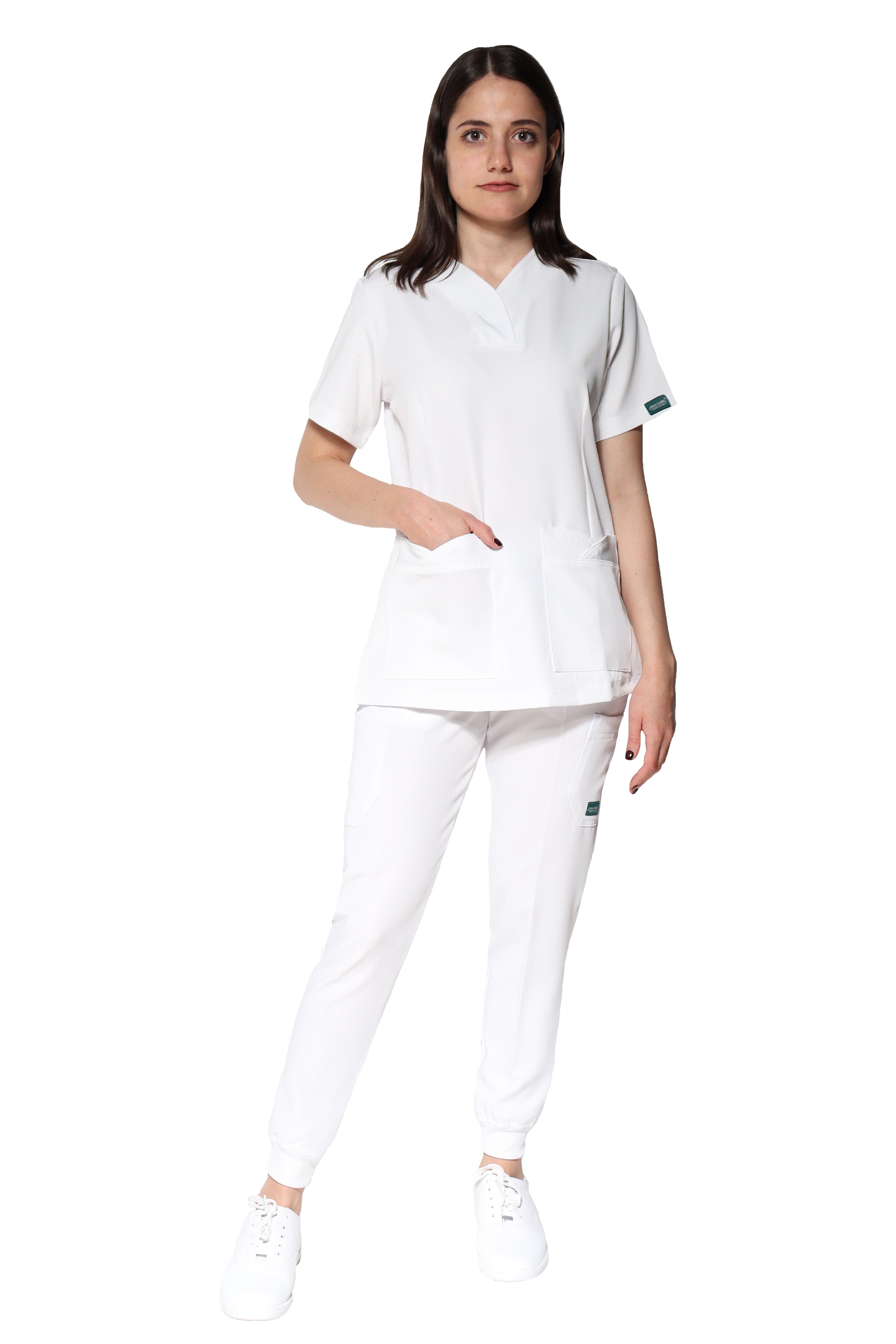 Conjunto SET Filipina y Pantalón JOGGER EV-03 Nani REPELENTE A FLUIDOS-Color BLANCO Dama-Ana Isabel Uniformes
